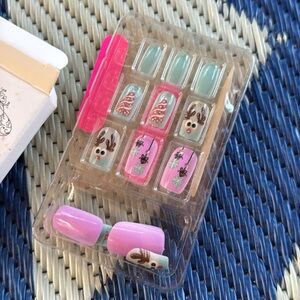 NWT (24) Christmas Press on Nails Medium Square Tree Design Cute Pink Blue